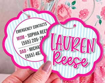 Personalized Scalloped Daycare Bag Tags, Custom Acrylic Name Tag For Kids, Backpack Kids Name Tags, Diaper Bag Tag, Back To School Kids Gift