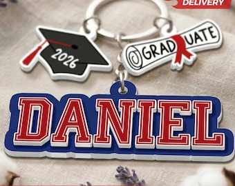Personalized Graduation 2026 Keychain With Name: Boys Graduation Gift