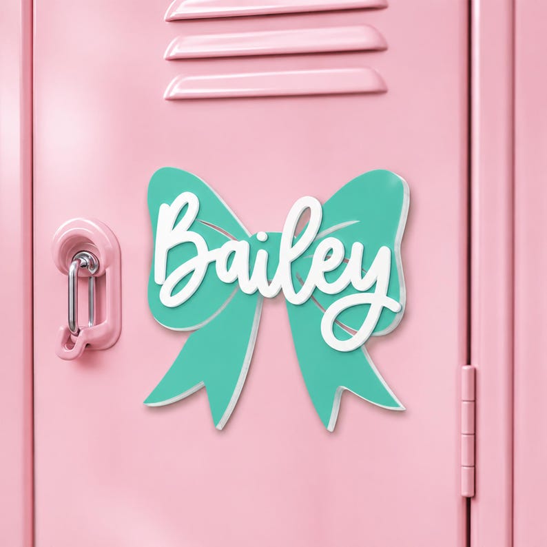 Personalized Coquette Bow Kids Name Locker Magnet, Kids Name Whiteboard Magnet, Nursery Decorations Magnets For Kids, Back To School Gift image 8