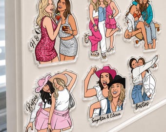 Personalized Besties Photo Magnet, Custom Acrylic Portrait Keepsake, Friendship Gift