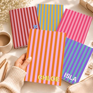 Personalized Monogram Striped Notebook, Custom Name Journal, Initials Notebook Diary, Teacher Notebook Gift, Back To School Teacher Gift