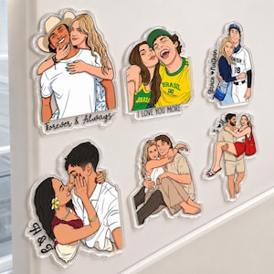 Personalized Portrait From Couples Photo Fridge Magnet, Custom Photo Couples Magnet, Anniversary Gift For Him, Her, Gift For Boyfriend image 2