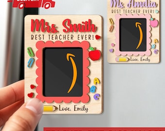 Personalized Wooden Teacher Gift Card Holder: Custom Appreciation Magnet
