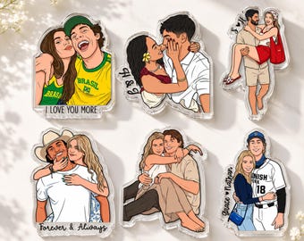 Personalized Portrait From Couples Photo Fridge Magnet, Custom Photo Couples Magnet, Anniversary Gift For Him, Her, Gift For Boyfriend