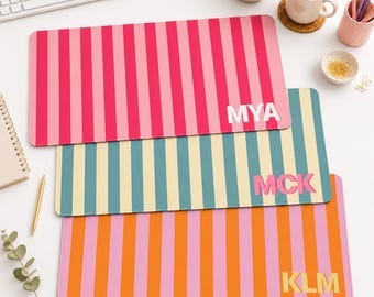 Custom Striped Teacher Mouse Pad, Teacher Desk Mat, Personalized Classroom Decor, Teacher Appreciation Gift, School Desk Accessories