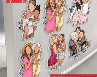 Personalized Besties Photo Magnet, Custom Acrylic Portrait Keepsake, Friendship Gift