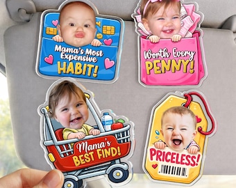 Personalized Baby Photo Car Visor Clip, Custom Acrylic Accessory, Mother's Day Keepsake