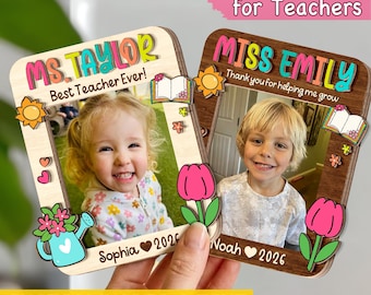 Imán de madera personalizado con foto para profesores, regalo de agradecimiento para estudiantes