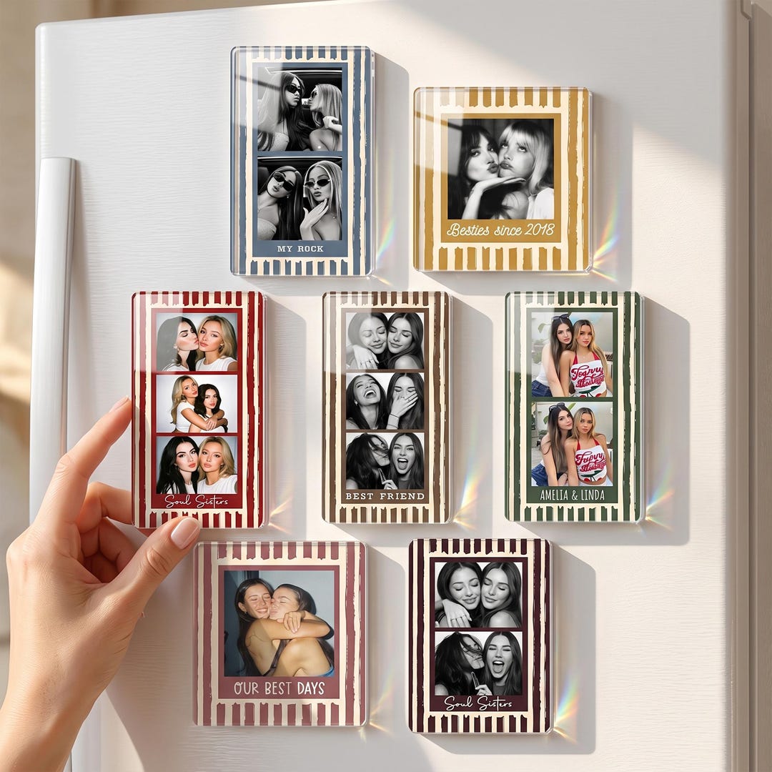 Personalized Mini Photo Booth Strip Magnet, Custom Photo Magnet, Besties Photo Magnet, Friendship Magnet, Gift for Besties, Bridesmaid Gift - Etsy