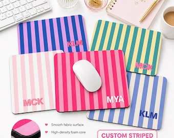 Custom Striped Mouse Pad With Name, Custom Name Desk Mat, Classroom Decor, Teacher Appreciation Gift, Teacher Mouse Pad, Back To School Gift
