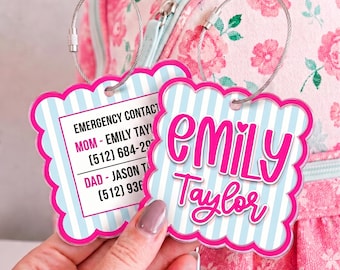 Personalized Scalloped Daycare Bag Tags, Custom Acrylic Name Tag For Kids, Backpack Name Tags, Diaper Bag Tag, Back To School Gift For Kids