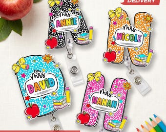 Custom Composition Book Teacher Name Badge Reel: Teacher ID Clip, Teacher Appreciation Gift, Back To School Teacher Gift