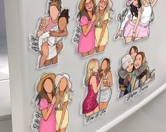 Personalized Besties Photo Magnet, Custom Acrylic Portrait Keepsake, Friendship Gift