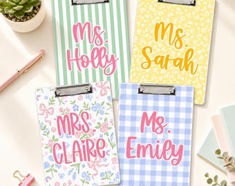 Custom Vintage Floral Teacher Acrylic Clipboard: Personalized Back To School Teacher Gift, Teacher Appreciation Gifts, School Supplies