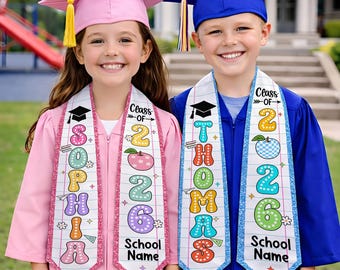 Personalized Kids Graduation Stole, Custom Name Sash, Class of 2026 Keepsake