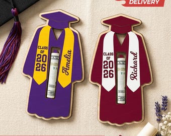 Personalized Graduation Money Holder, Class of 2026 Wooden Gift Card Holder
