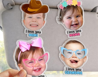 Personalized Kids Photo Sun Visor Clip: Baby Face Car Accessories, Mother's Day Gift