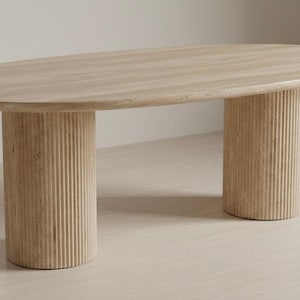 Table de salle à manger personnalisée en marbre travertin