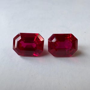 5 Carats Ruby faceted octagon cut stone pair