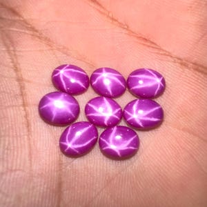 5 pezzi di rubino ovale cabochon a stella da 7 x 9 mm, rubino sfuso - Prezzo per lotto