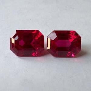 5.16 Carats Ruby faceted octagon cut stone - Price per pair