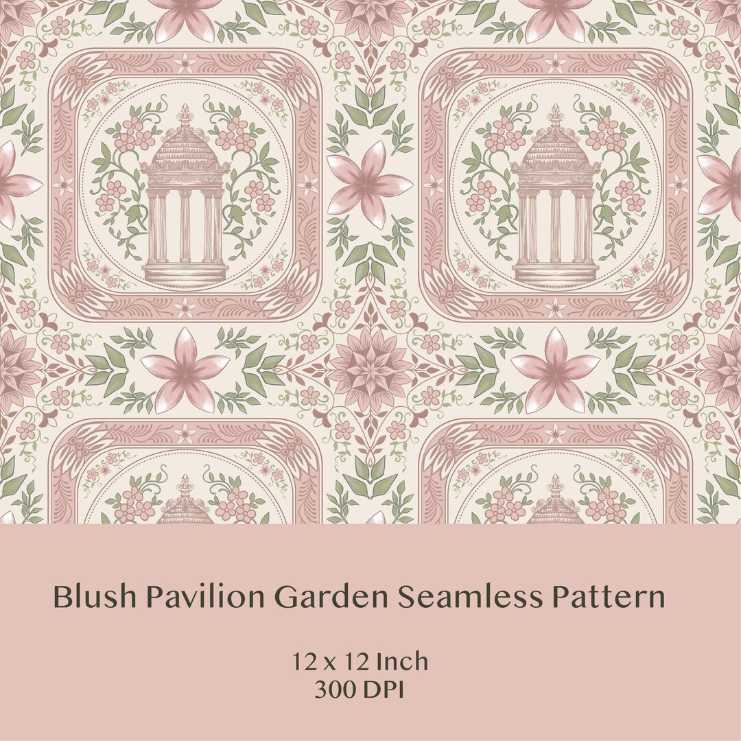 Blush Pavilion Garden Seamless Pattern - Etsy