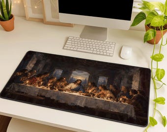 The Last Supper Desk Mat, Renaissance Christian Art Mouse Pad, Vintage Religious Desk Pad