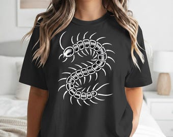Centipede Shirt Gothic Bug Tee Horror Insect Clothing Goth Alt Aesthetic Streetwear Graphic T-Shirt