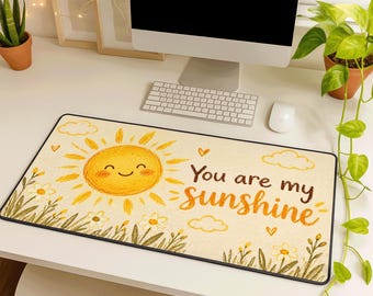 You Are My Sunshine Desk Mat, Yellow Floral Daisy Desk Pad, Cottagecore Office Mat