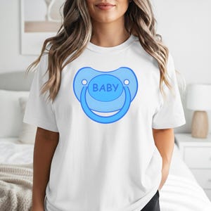 Agere Shirt Pacifier Graphic Tee Blue Baby Dummy Pastel Aesthetic Kawaii Clothes Over-Sized Tshirt