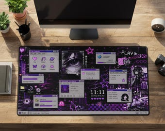 Webcore Desk Mat Purple Y2K Anime Desktop Pad Rubber Mousepad