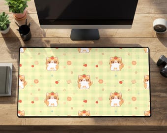 Juminocore Cute Cat Desk Mat: Large Rubber Cozy Gamer Gaming Mouse Pad