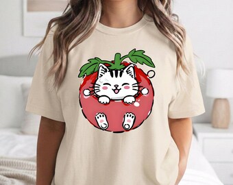 Cutecore Kawaii Tomato Cat Shirt , Cotton Adult S-5XL Multiple Colors