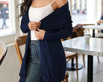 Women's Longline Open Front Cardigan – Lightweight Soft Knit Duster Sweater