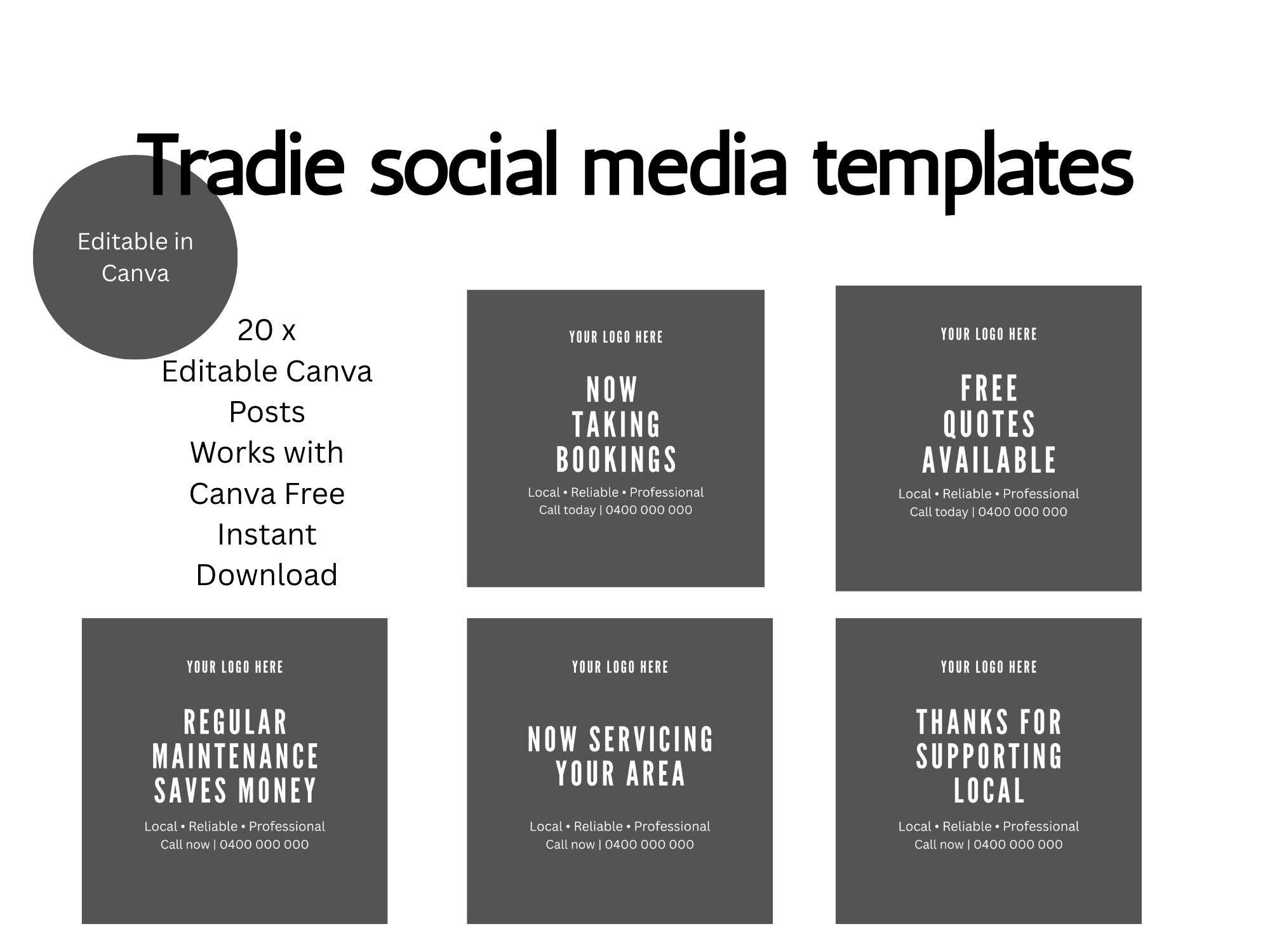 Tradie Social Media Templates / Canva Templates for Plumbers ...