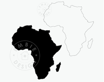 Carte de l’Afrique SVG - Fichiers coupés de l’Afrique - Contour de l’Afrique SVG - Silhouette de l’Afrique SVG - Carte de l’Afrique Clip Art - Vecteur de l’Afrique - Téléchargement numérique