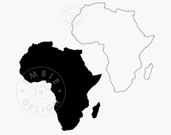 File di taglio SVG della mappa dell'Africa - Silhouette e contorno (download digitale)