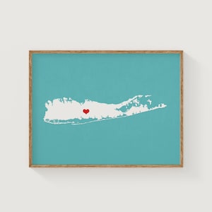 Long Island New York City Custom Personalized Heart Print I Love New York NYC USA Hometown Wall Art Gift Souvenir