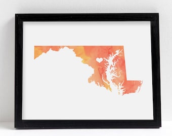Watercolor State Map Print – Custom Hometown Gift