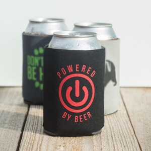 Funny witty beer can cooler trio three pack stocking stuffer Beer Bear Powered by Beer Don't Worry Be Hoppy image 2