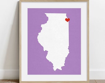 Impression d’art de carte de l’Illinois