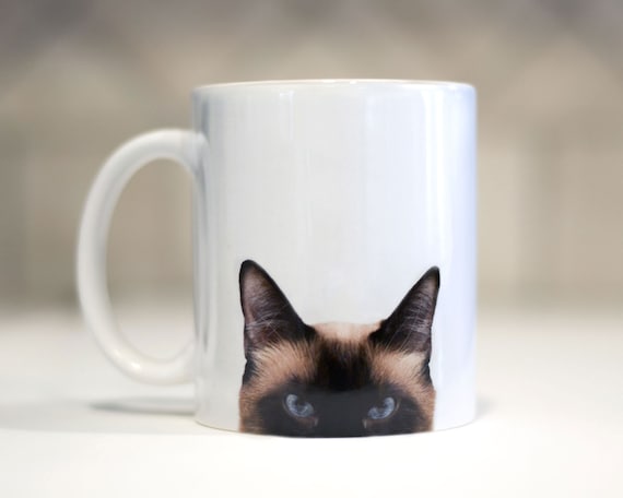 Siamese Cat Mug - Funny Watching Kitty, Cat Lover Gift
