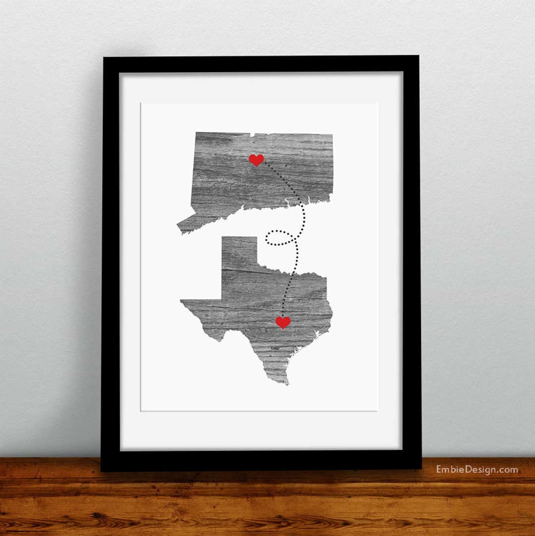 christi -Bさま専用ページ Personalized Two State Love Print - Custom Map Art Wedding Gift - Etsy