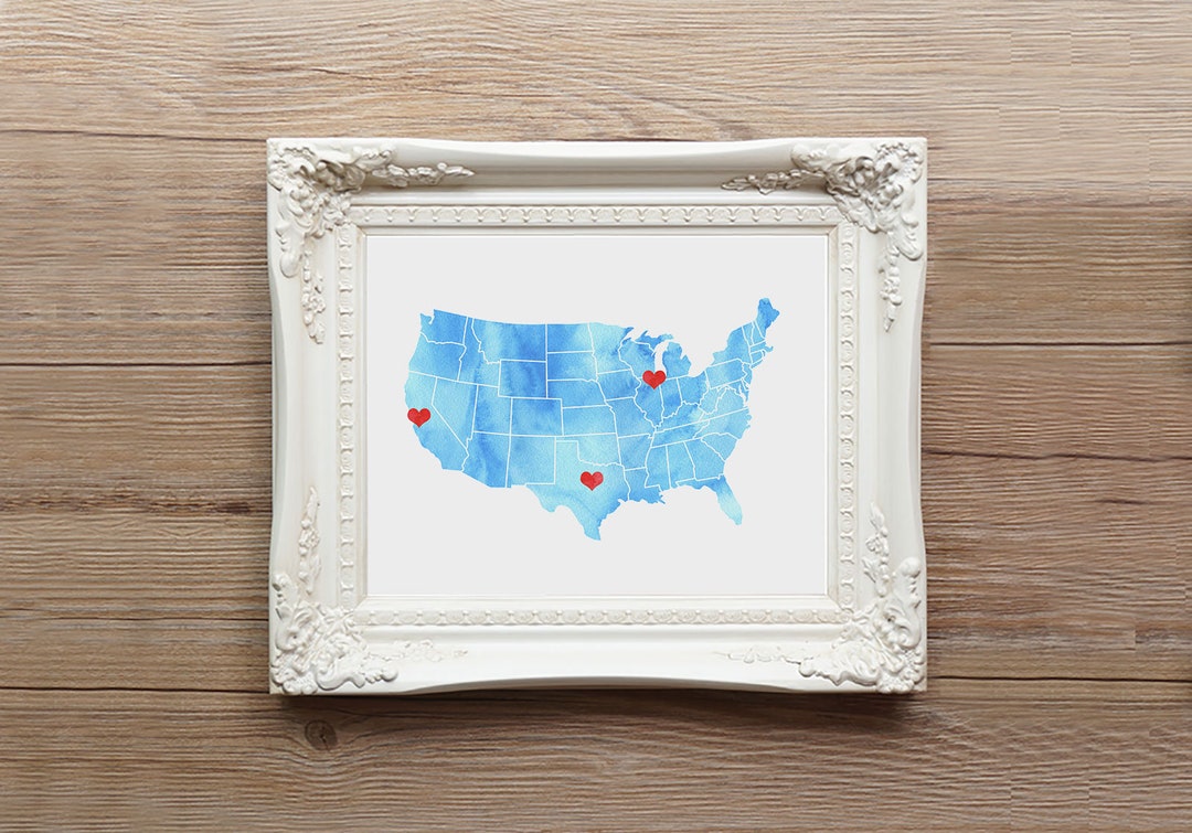 USA Watercolor Map Custom Personalized Print - United States Watercolor ...