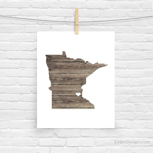 Minnesota or ANY STATE Natural Art Print - Home Sweet Home - Custom Personalized Heart Print Hometown Wall Art Gift Souvenir