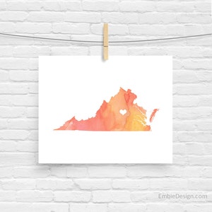 North Carolina or ANY STATE Map - Custom Personalized Heart Print - I Love Raleigh - Hometown Wall Art Gift Souvenir - Watercolor Series