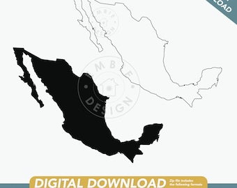 Mapa de México SVG - Archivos de corte de México - Esquema de México SVG - Silueta de México SVG - Clip Art del mapa de México - Vector de México - Descarga digital