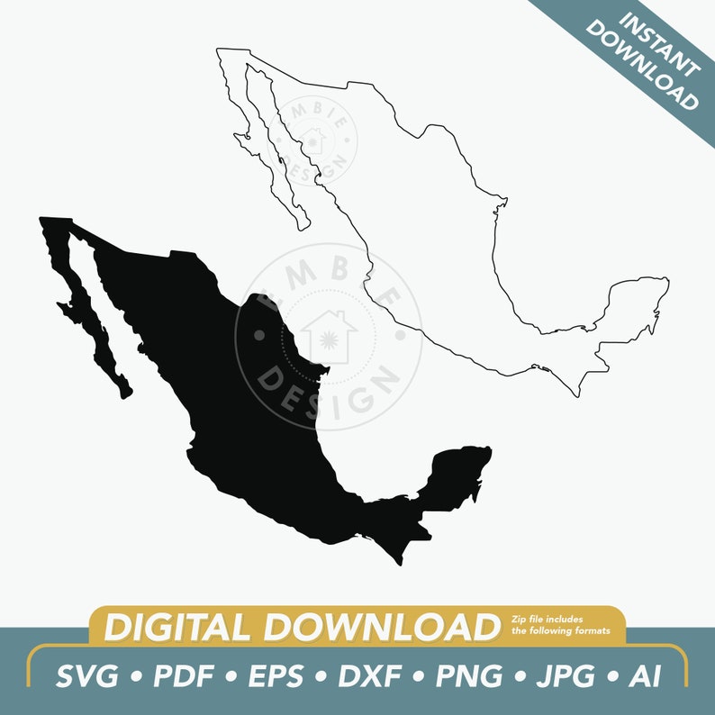 Mexico Map SVG Mexico Cut Files Mexico Outline SVG Mexico Silhouette SVG Mexico Map Clip Art Mexico Vector Digital Download image 1