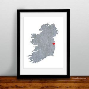Ireland or ANY state Map - Custom Personalized Heart Print