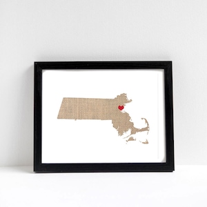 Massachusetts or ANY STATE Natural Art Print - State Art Print - Home Sweet Home - Boston Massachusetts Art Print